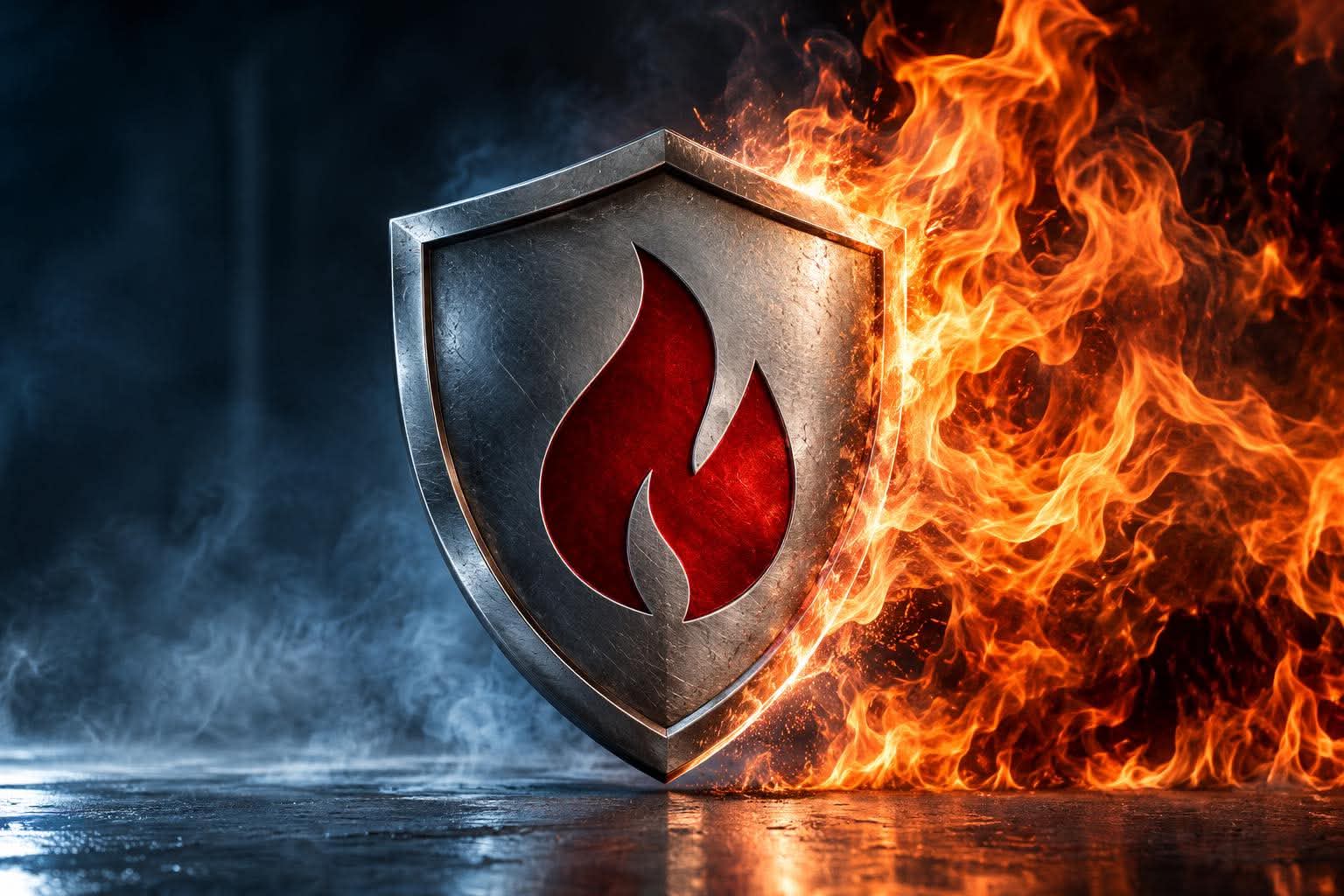 Bouclier coupe-feu résistant aux flammes, illustrant l'expertise de PCF PRO en systèmes coupe-feu